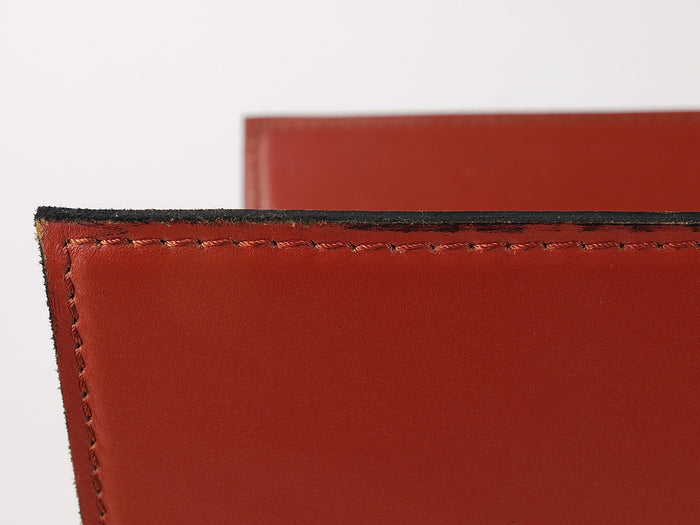 Porada Arredi Black Post Modern Leather Magazine Rack News Stand, Italy, 1980s