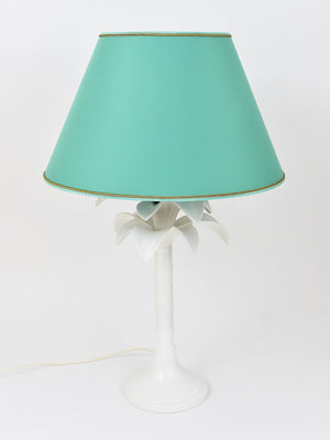 Lampe de table Tommaso Barbi palmier en faux bambou blanc, Italie