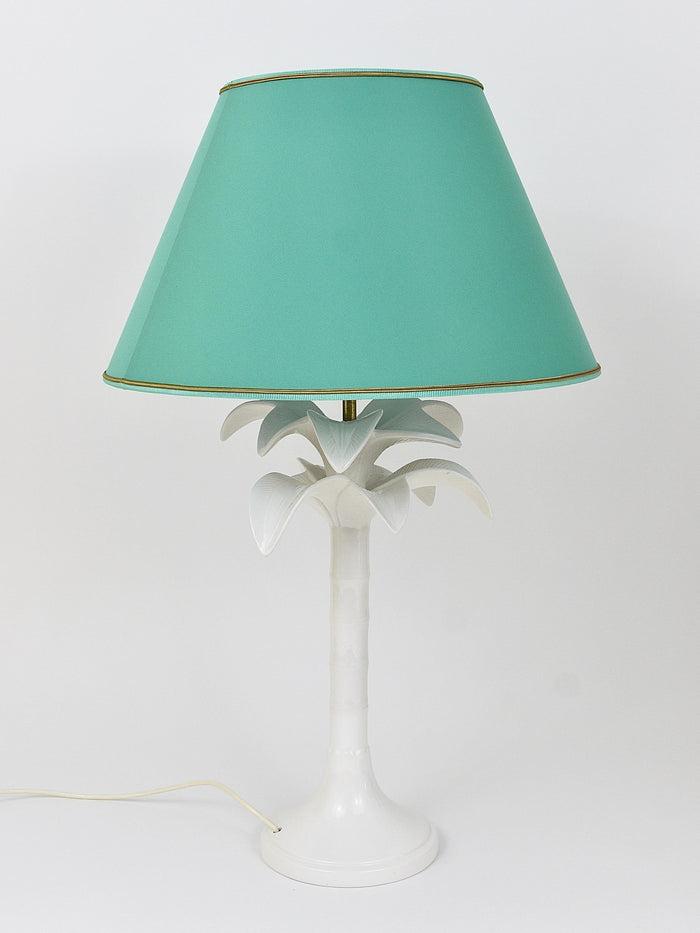 Tommaso Barbi White Palm Tree Faux Bamboo Table Lamp, Italy, 1970s