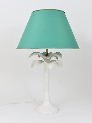 Lampe de table Tommaso Barbi palmier en faux bambou blanc, Italie