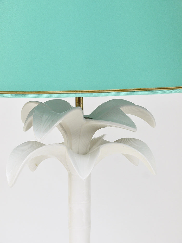 Tommaso Barbi White Palm Tree Faux Bamboo Table Lamp, Italy, 1970s