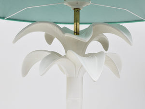 Lampe de table Tommaso Barbi palmier en faux bambou blanc, Italie