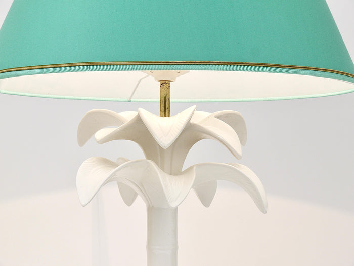 Tommaso Barbi White Palm Tree Faux Bamboo Table Lamp, Italy, 1970s