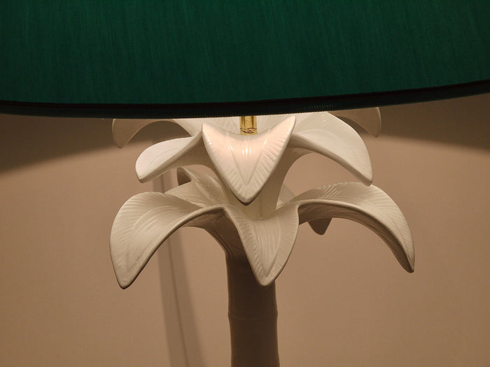 Tommaso Barbi White Palm Tree Faux Bamboo Table Lamp, Italy, 1970s