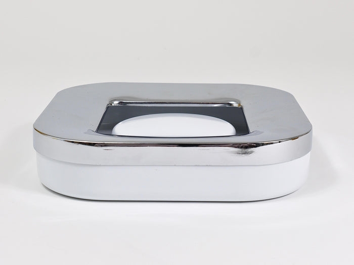 Ico Parisi Square White Ashtray, Chrome & Melamine by Lamperti, Italy, 1970s