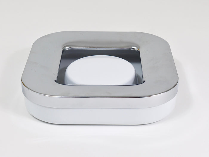 Ico Parisi Square White Ashtray, Chrome & Melamine by Lamperti, Italy, 1970s