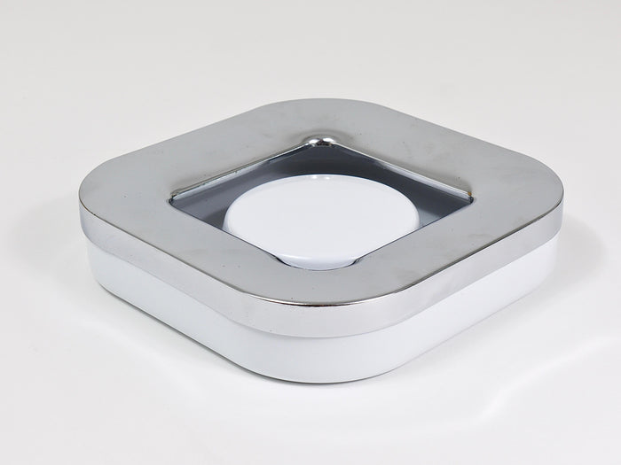 Ico Parisi Square White Ashtray, Chrome & Melamine by Lamperti, Italy, 1970s
