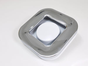 Cendrier carré blanc Ico Parisi, chrome & mélamine par Lamperti, Italie, années 1970