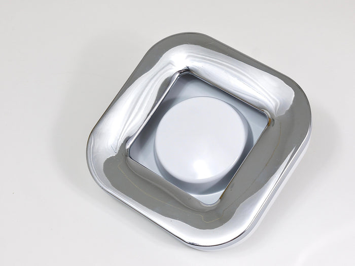 Ico Parisi Square White Ashtray, Chrome & Melamine by Lamperti, Italy, 1970s