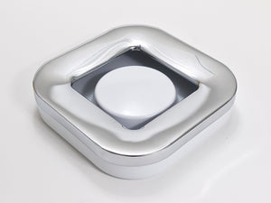 Cendrier carré blanc Ico Parisi, chrome & mélamine par Lamperti, Italie, années 1970