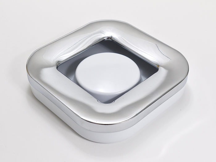Ico Parisi Square White Ashtray, Chrome & Melamine by Lamperti, Italy, 1970s