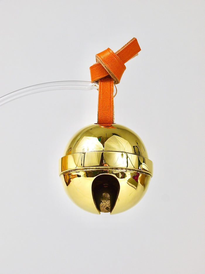 Carl Auböck Handcrafted Paperweight Jingle Bell #5039, Brass, Leather, Austria