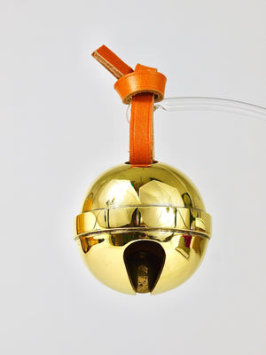 Carl Auböck Handcrafted Paperweight Jingle Bell #5039, Brass, Leather, Austria