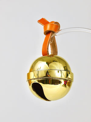 Carl Auböck Handcrafted Paperweight Jingle Bell #5039, Brass, Leather, Austria