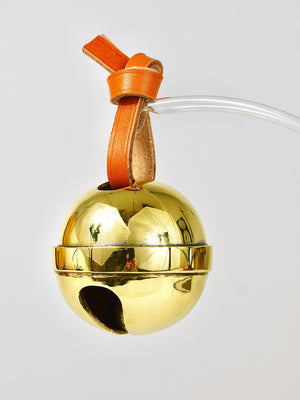 Carl Auböck Handcrafted Paperweight Jingle Bell #5039, Brass, Leather, Austria