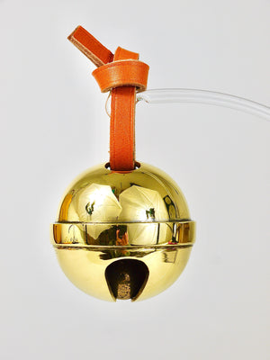 Carl Auböck Handcrafted Paperweight Jingle Bell #5039, Brass, Leather, Austria