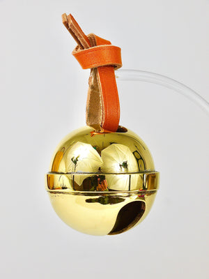 Carl Auböck Handcrafted Paperweight Jingle Bell #5039, Brass, Leather, Austria
