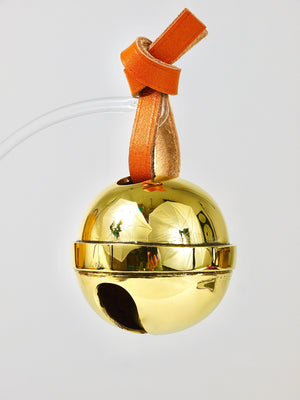 Carl Auböck Handcrafted Paperweight Jingle Bell #5039, Brass, Leather, Austria