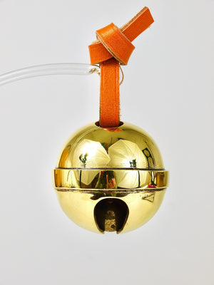 Carl Auböck Handcrafted Paperweight Jingle Bell #5039, Brass, Leather, Austria