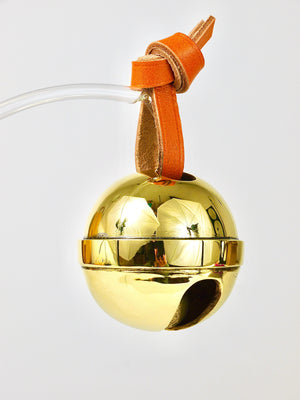 Carl Auböck Handcrafted Paperweight Jingle Bell #5039, Brass, Leather, Austria