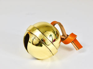Carl Auböck Handcrafted Paperweight Jingle Bell #5039, Brass, Leather, Austria