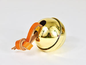 Carl Auböck Handcrafted Paperweight Jingle Bell #5039, Brass, Leather, Austria