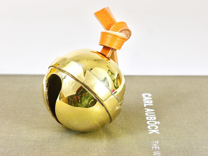 Carl Auböck Handcrafted Paperweight Jingle Bell #5039, Brass, Leather, Austria