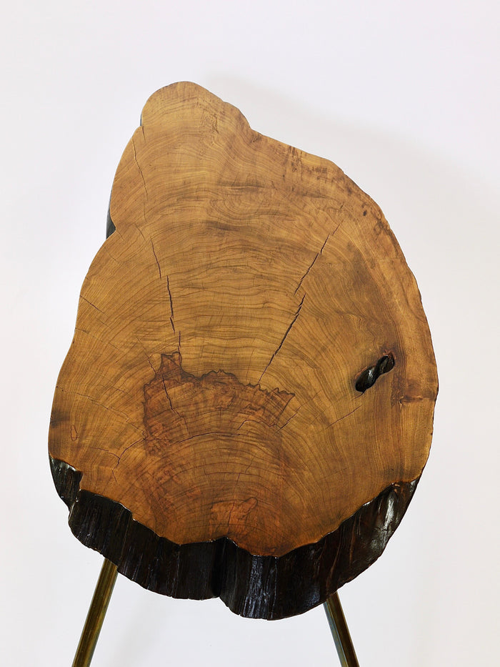 Original Carl Aubock Large Mid-Century Walnut Tree Trunk Coffee Table, 1950s