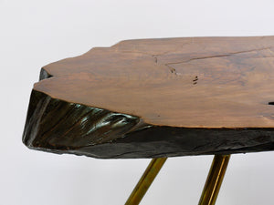 Original Carl Auböck Großer Mid-Century Nussbaum-Baumstamm-Couchtisch, 1950er-Jahre