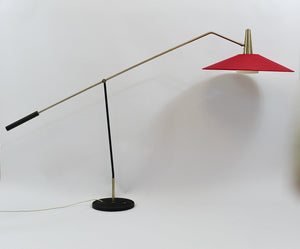 Rupert Nikoll Verstellbare Stehlampe mit Gegengewicht, Mid-Century, Nickel, Messing