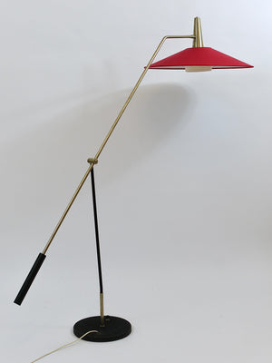 Rupert Nikoll Verstellbare Stehlampe mit Gegengewicht, Mid-Century, Nickel, Messing