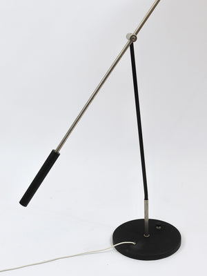 Rupert Nikoll Verstellbare Stehlampe mit Gegengewicht, Mid-Century, Nickel, Messing