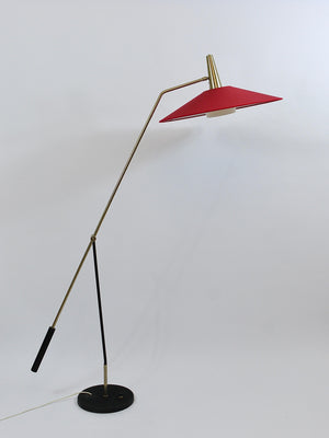 Rupert Nikoll Verstellbare Stehlampe mit Gegengewicht, Mid-Century, Nickel, Messing