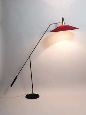 Rupert Nikoll Verstellbare Stehlampe mit Gegengewicht, Mid-Century, Nickel, Messing