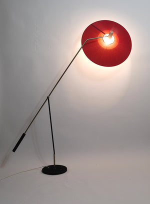 Rupert Nikoll Verstellbare Stehlampe mit Gegengewicht, Mid-Century, Nickel, Messing