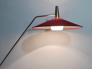 Rupert Nikoll Verstellbare Stehlampe mit Gegengewicht, Mid-Century, Nickel, Messing