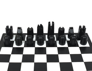 Jeu d'échecs moderniste Carl Auböck en fonte avec plateau en cuir fait main