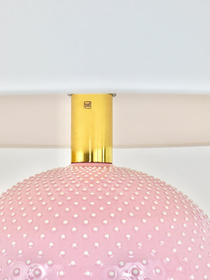 Rosé Pastel Polka Dot Sphere Table Lamp, Ceramic, Brass, Studio Paf Milano, 1970