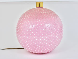 Rosé Pastel Polka Dot Sphere Table Lamp, Ceramic, Brass, Studio Paf Milano, 1970