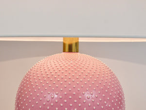 Rosé Pastel Polka Dot Sphere Table Lamp, Ceramic, Brass, Studio Paf Milano, 1970