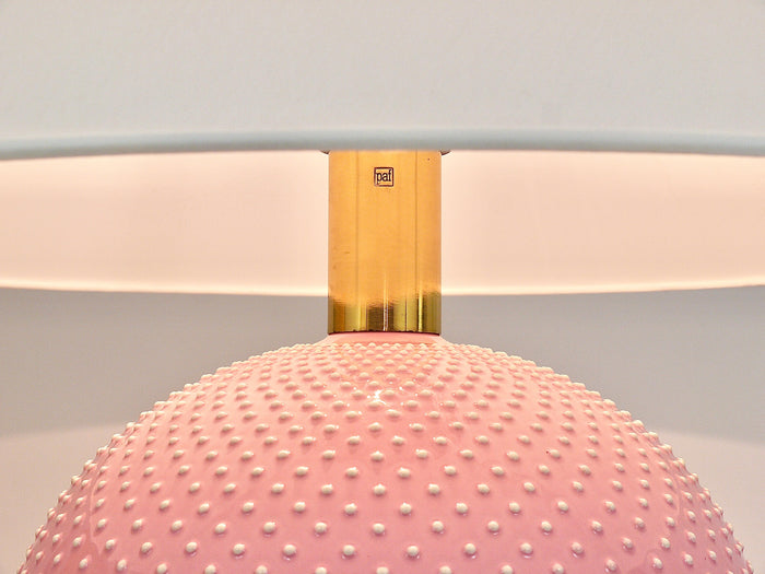 Rosé Pastel Polka Dot Sphere Table Lamp, Ceramic, Brass, Studio Paf Milano, 1970