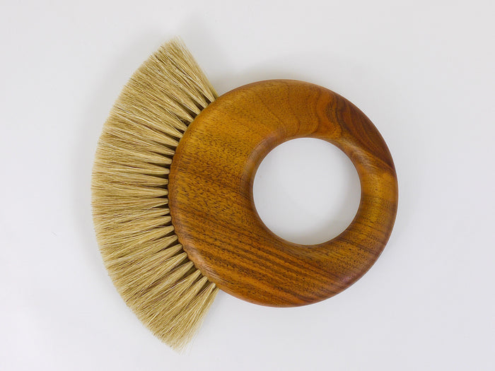 Large Carl Aubock Midcentury Walnut Ring Clothes Brush, Austria, 1950s