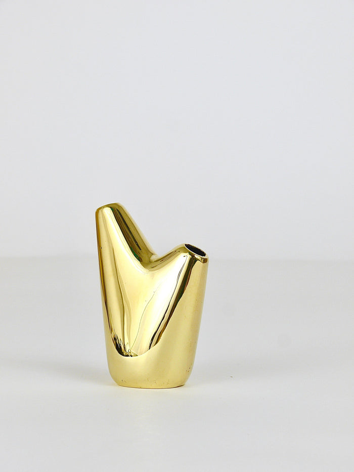 Mid-Century Modern Aorta Vase by Carl Auböck, Polished Brass, Austria