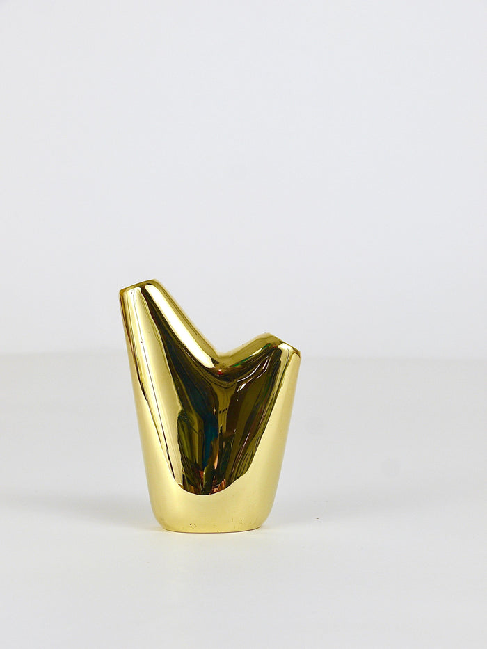 Mid-Century Modern Aorta Vase by Carl Auböck, Polished Brass, Austria