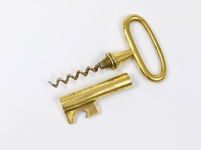 Carl Aubock Big Brass Key Cork Screw, Bottle Opener, Paperweight, Austria, 1950s