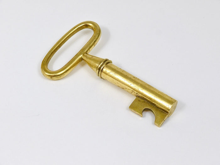 Carl Aubock Big Brass Key Cork Screw, Bottle Opener, Paperweight, Austria, 1950s
