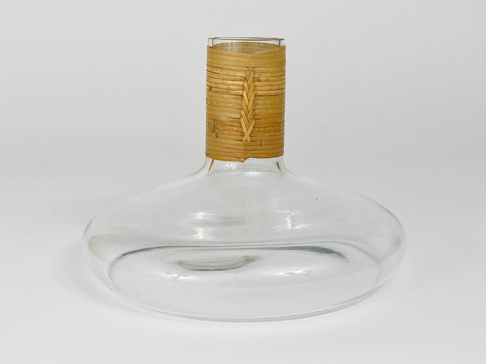Carl Aubock Vase or Decanter with Wicker Top, Midcentury, Austria, 1950s
