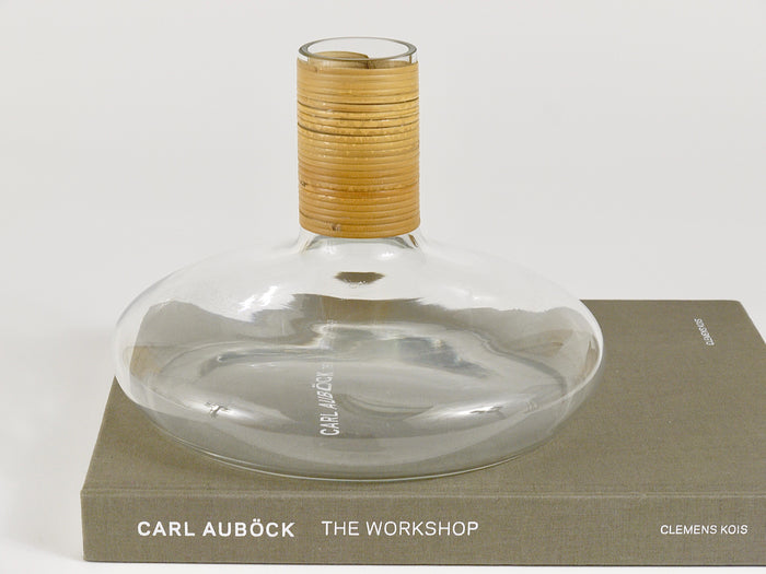 Carl Aubock Vase or Decanter with Wicker Top, Midcentury, Austria, 1950s