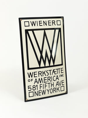 Rare enseigne publicitaire émaillée Wiener Werkstätte of America Inc New York