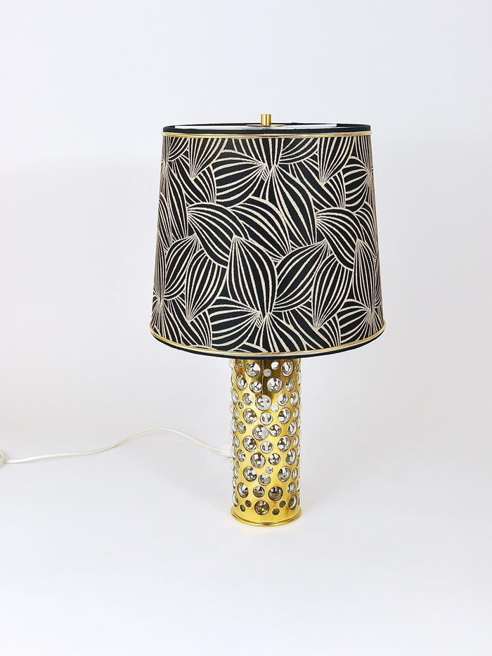 Rupert Nikoll Midcentury Brass Tube Bubble Glass Table Lamp, Austria, 1950s